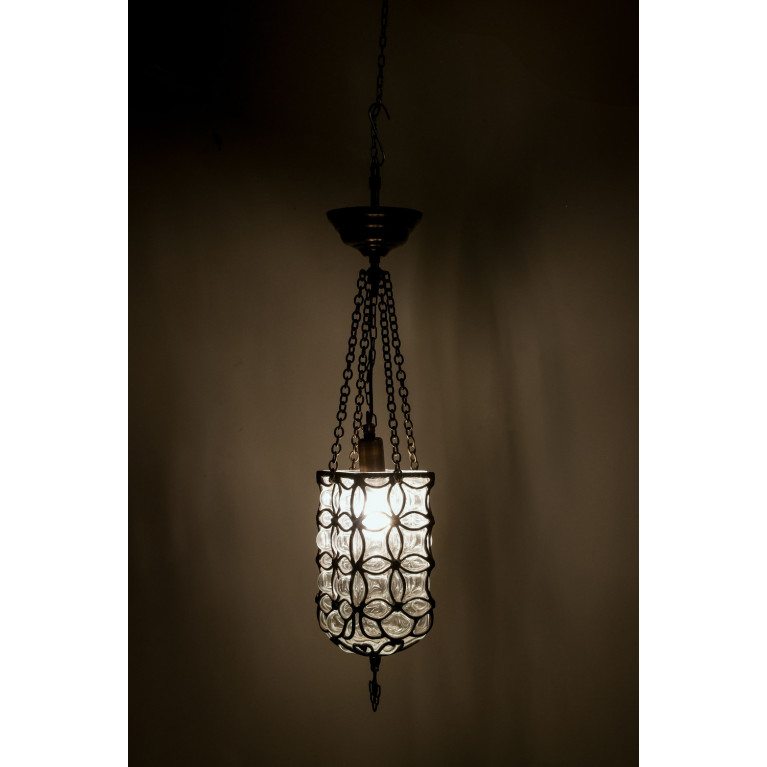 Hanging lamp 50 cm, manblown glass, brass